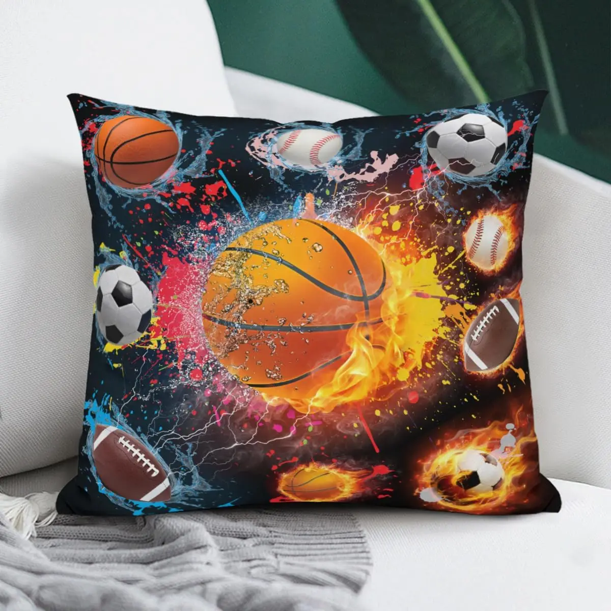 Sports Game Throw Pillowcase 18x18 Inch Cushion Cover Basketball Football Baseball Soccer Team Fan Gift autumn decoration