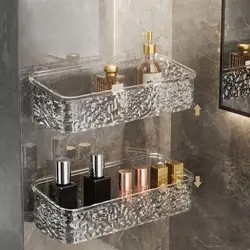 Light Luxury Water Ripple Bathroom Storage Rack Punch Free Wall Storage Rack Desktop Storage Box Bathroom Thickening