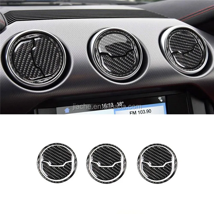 Carbon Fiber Interior Dashboard Central Air Outlet Vent Trim Frame Covers Mouldings Stickers For Ford Mustang 2015 -2019