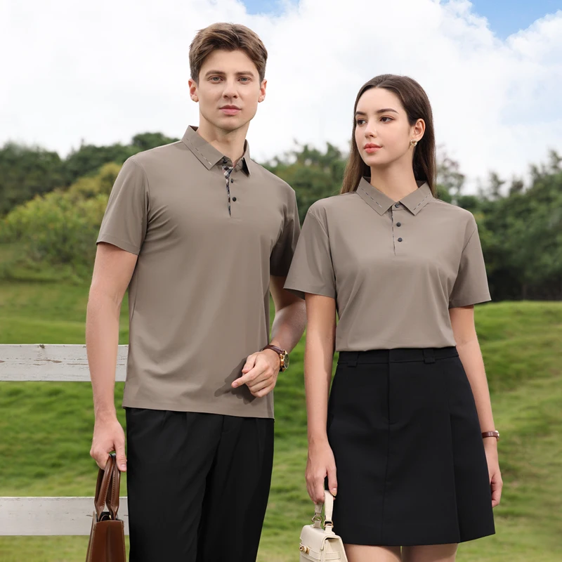 

Летняя модная футболка-поло для пар, для активного отдыха и велоспорта, из ледяного шелка, бесшовная, быстросохнущая, с коротким рукавом