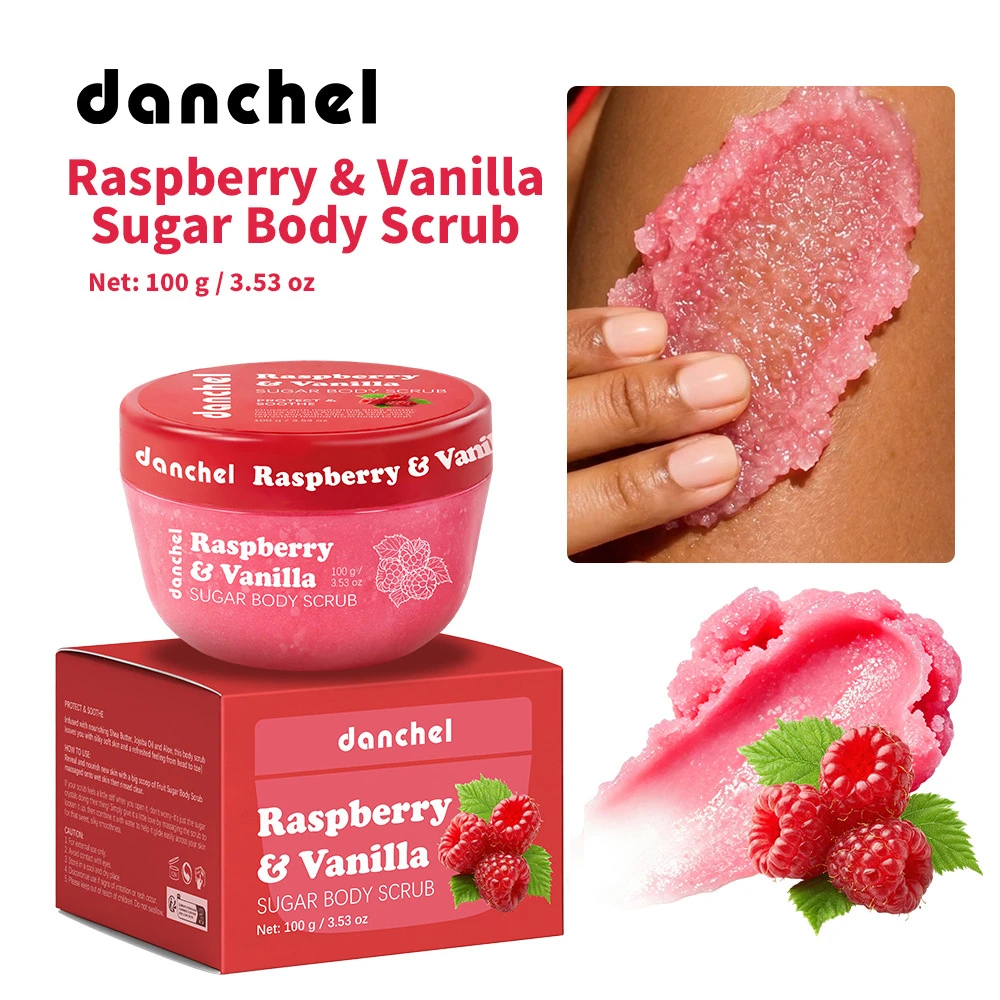 Fragrant Raspberry Vanilla Sugar Exfoliating Scrub Wash Away Rough Cutin Hydrating Cleansing Body Scrub Salt Daily Bath Skin Car