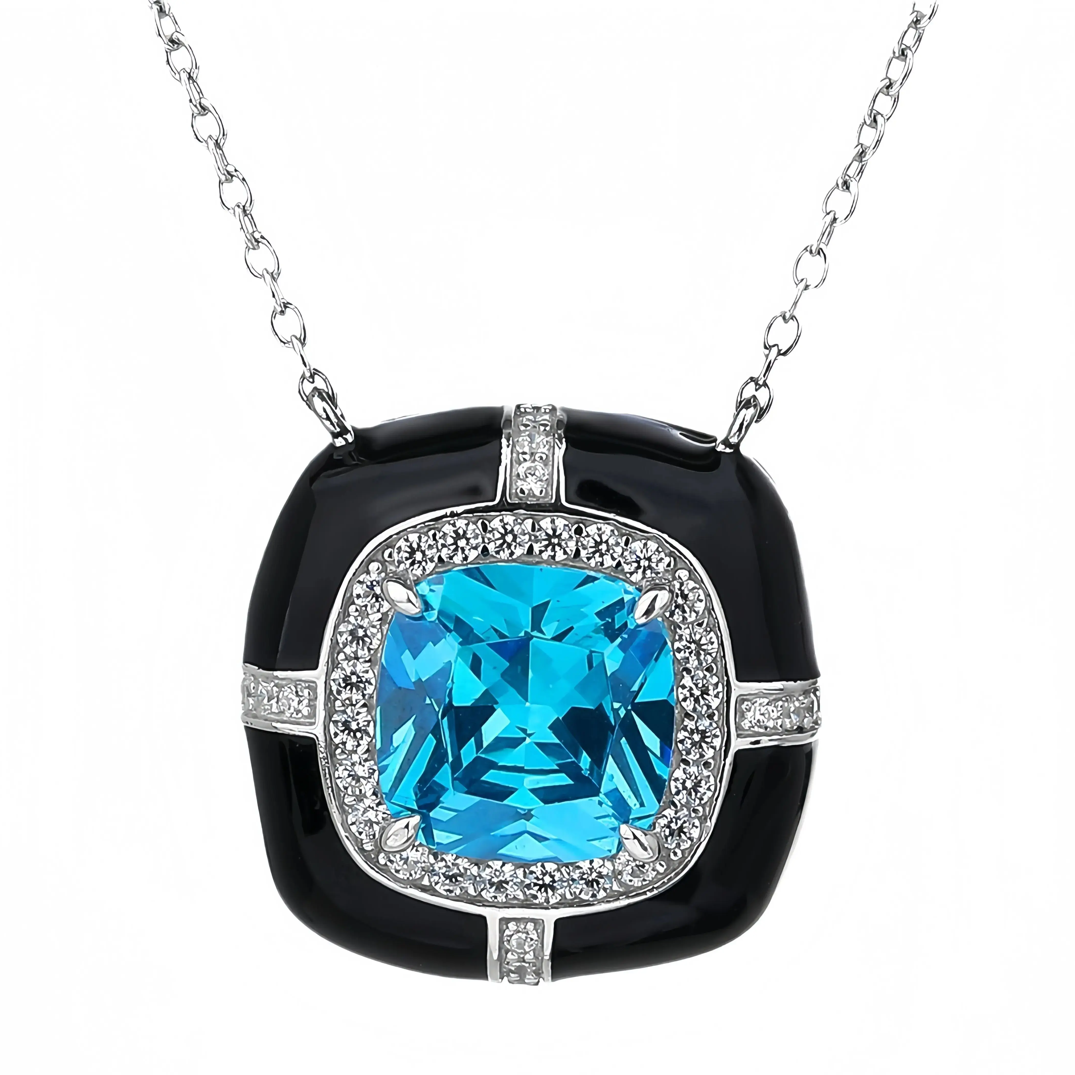 WINKINWINSIN ماركة MST 925 فضة السماء الزرقاء المرأة عالية الكربون الماس شهادة قطرة الماء المعلقات القلائد