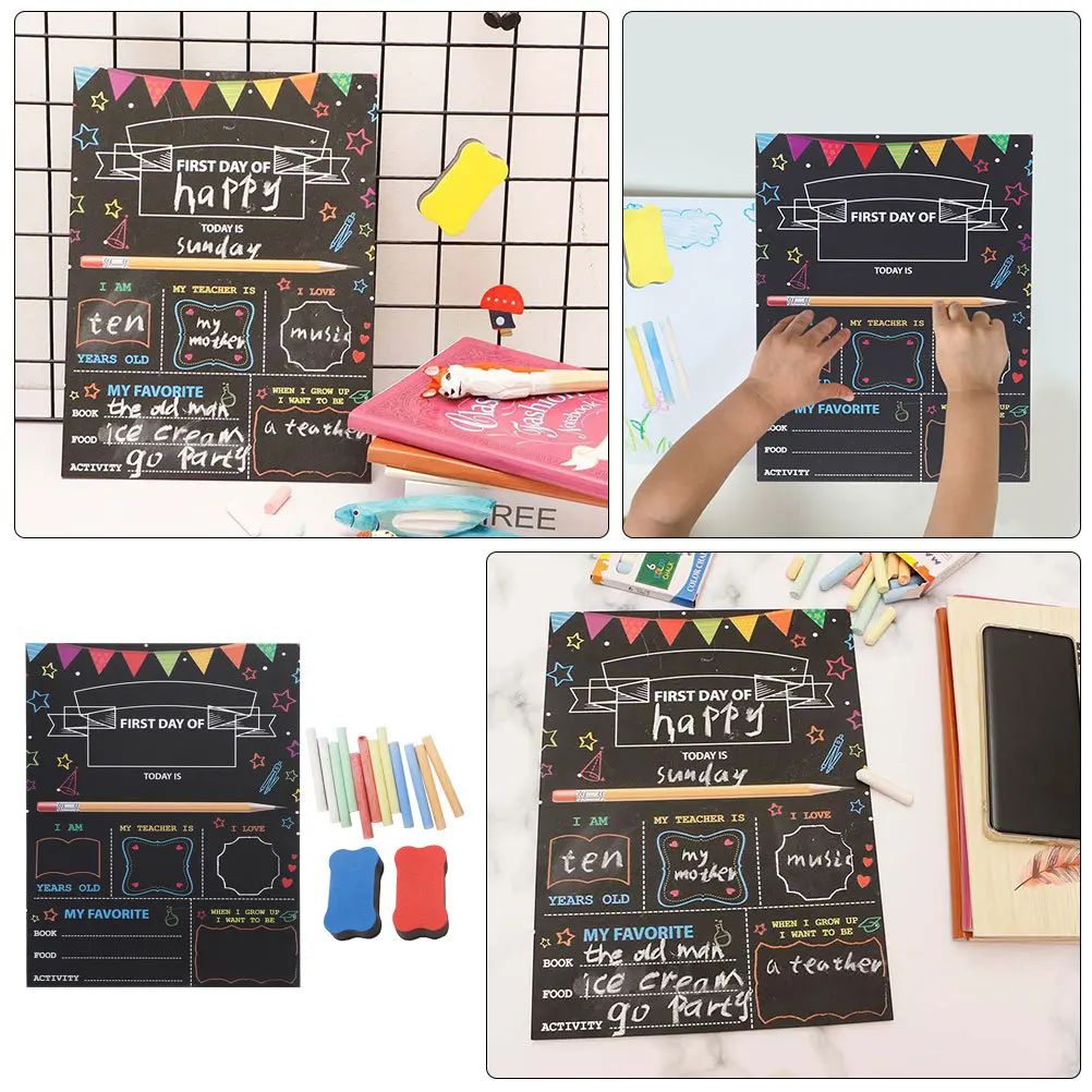 

1Set Double-Sided Blackboard School Sign Boards Safe Wear Resistant Kids First Day Chalkboard Sign Classroom Decor