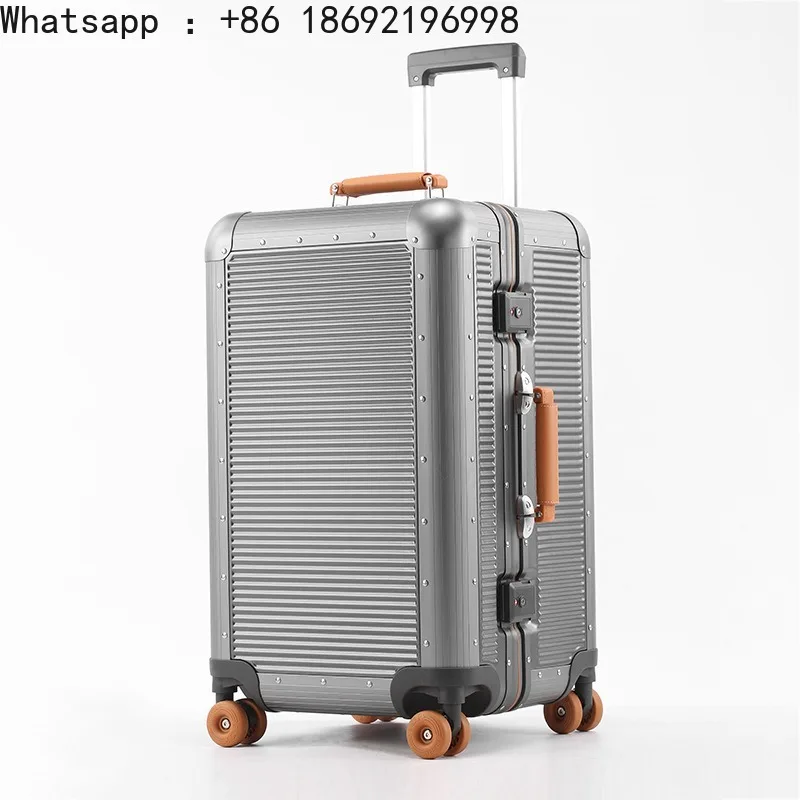 2026 New Aluminum Frame Suitcase High Quality PC Material 20/24/28 inch Rolling Luggage Retro Travel Trolley Case Bag TSA Lock