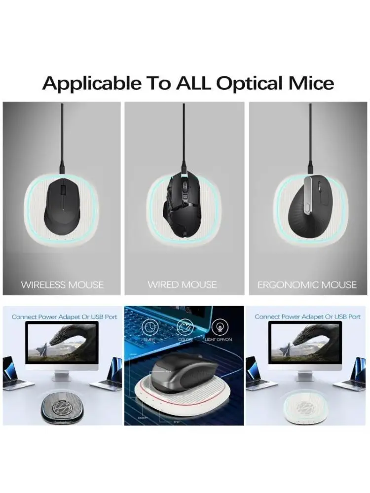 R53C Mouse Mover Jiggler con temporizador automático Mouse Mover silencioso para computadora despierto Mouse Wiggler luces RGB