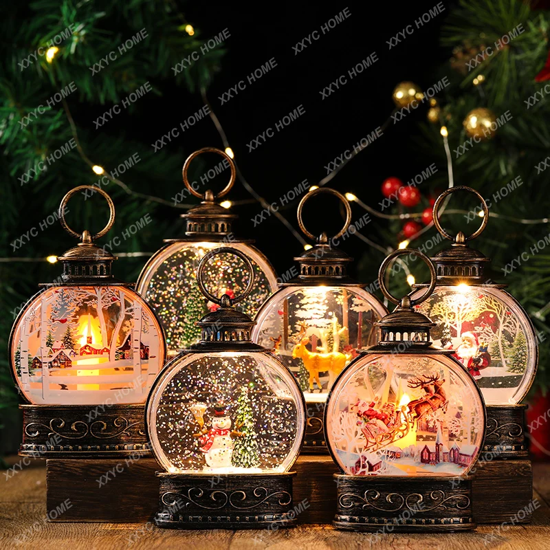 Christmas Decorations Glowing Snow Flat round Shop Decoration Single Wax Flame Lamp