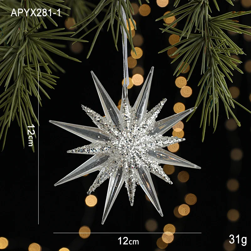 Christmas Ice Crystal Pendant Christmas Tree Pendant Transparent Acrylic Angel Light Luxury Decoration Scene Layout Props