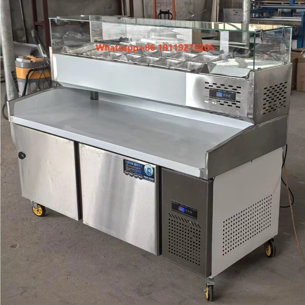 China Refrigeration Equipment Salad bar Cool Bar/Sandwich,Salad Preparation Pizza Counter Refrigerator/marble Pizza Prep Table