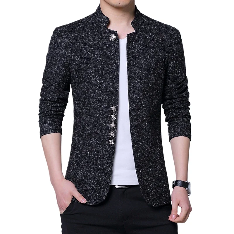 

Мужской осенне-зимний повседневный приталенный пиджак в клетку в корейском стиле, утепленный флисом, больших размеров, однобортный, 2026