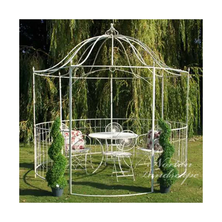 Modern Garden Decoration Use Large Wrought Iron Gazebos and Iron Table Chairs for Sale