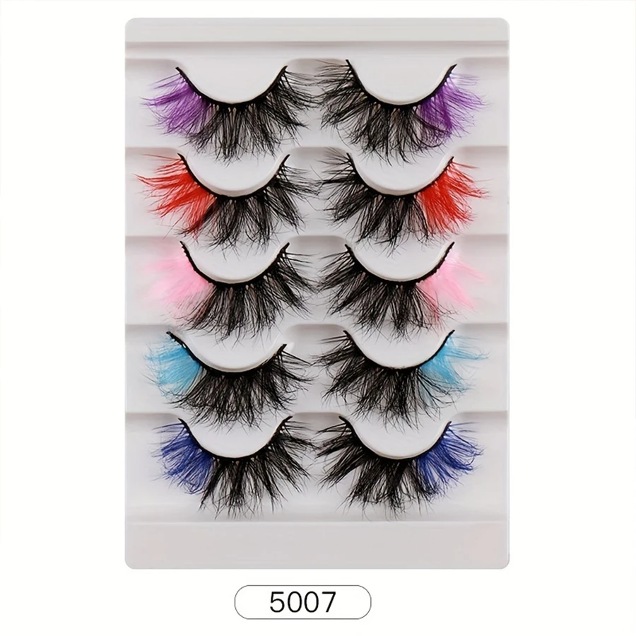 5 أزواج من الرموش الصناعية الملونة الراقية، رموش مقلدة متقاطعة سميكة وسميكة ثلاثية الأبعاد #6