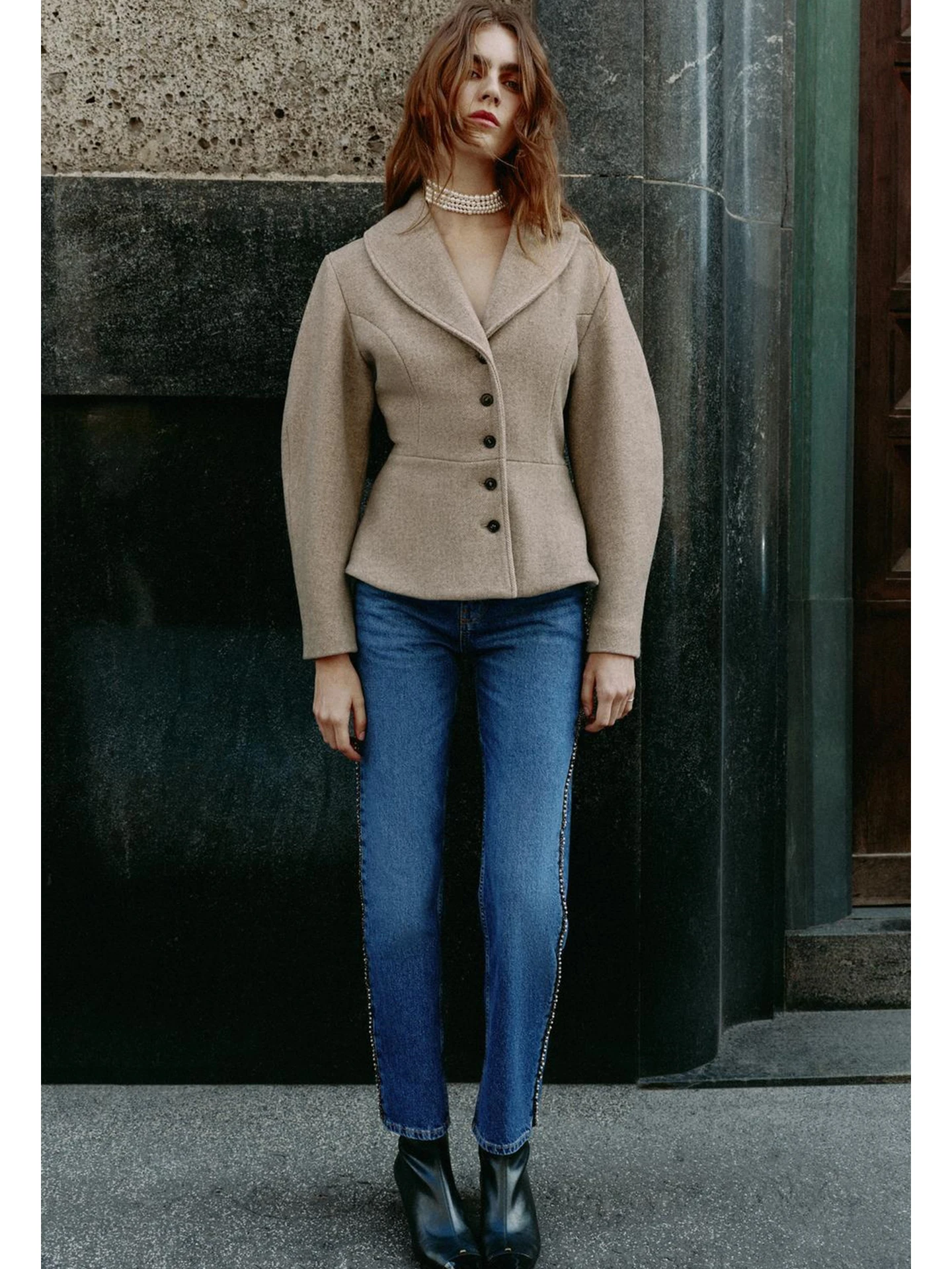 Fall New Women's Long Sleeve Turn-down Collar Nine-point Short Skirt A-line Hem Jacket Outerwear French Style Standard Fit Po...