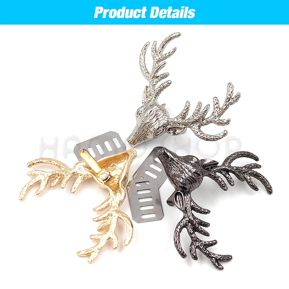 1pc 60x50mm Metal Deer Shape Clasp Buckles for Bag Purse Hat Decor Hardware DIY Leather Craft Accessory Purse Strap Accessories