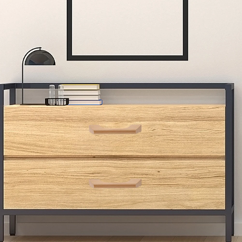 

6Pcs Wooden Drawer Pulls Cabinet Door Handles Modern Minimalist Design for Dresser Wardrobe Cupboard Furniture Smooth Solid Wood