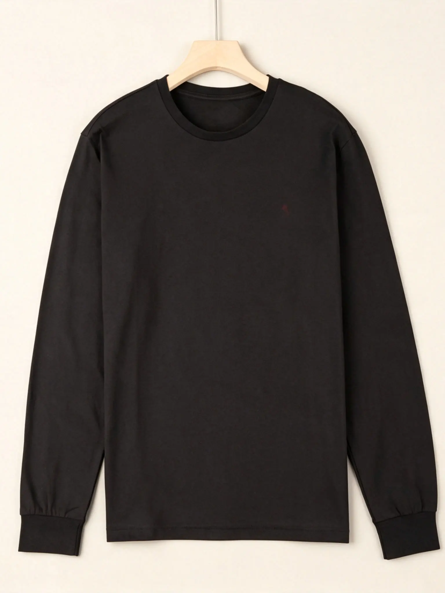 Heavyweight Cotton Long Sleeve Embroidered T-Shirt Unisex round Neck Base Shirt Multi-Color Minimalist Style Breathable Youth