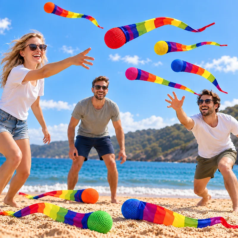 Rainbow Comet Ball Soft Tail 65cm Indoor Outdoor Sport Ball Throwing Receiving Ball Park Sports Relax Coordination Training Ball