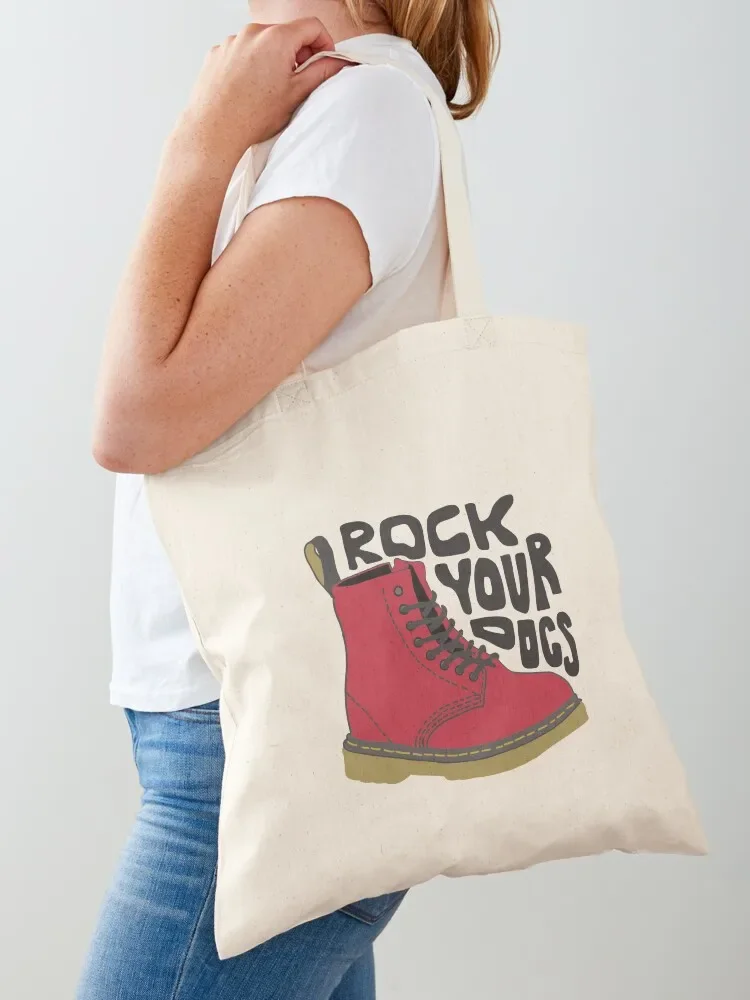 

Rock Your Docs Red Tote Bag shopper bag women canvas Portable shopping bag Handbags women shopper woman