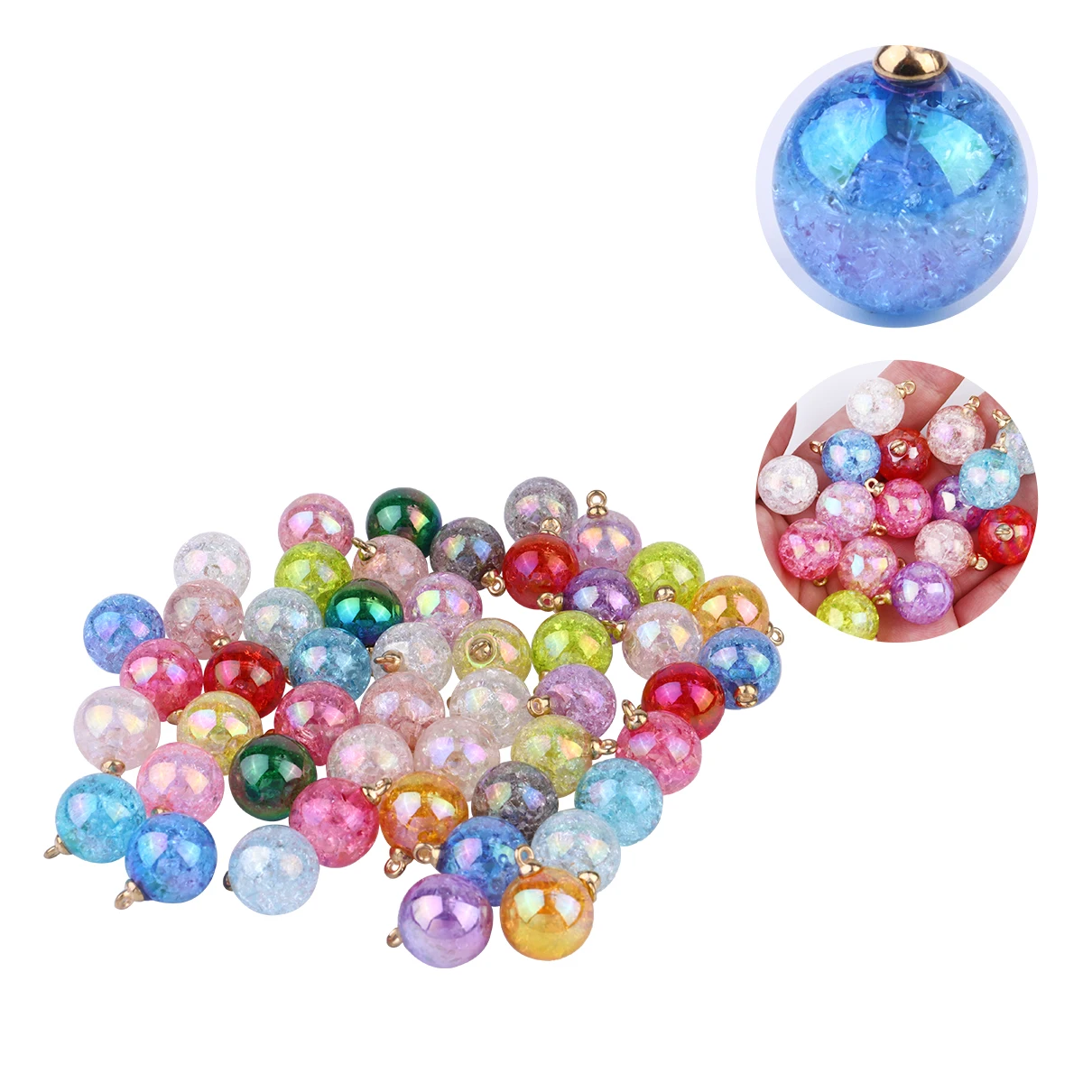 50 Pcs Bead Pendant Resin Acrylic Jewelry Supplies Colorful Craft DIY Projects Charm Accessories Necklace Earring Bracelet