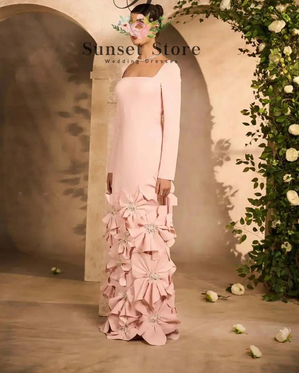 Customized Jersey Applique Straight Square Neck Long Dresses Bespoke Occasion Party Exquisite Sizes Available