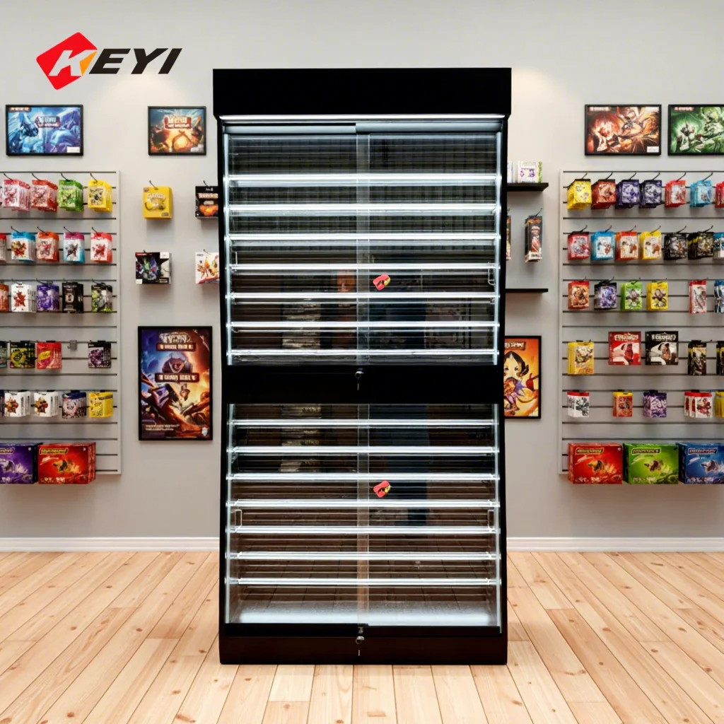 Single Side Graded Sports Card Display Case Lockable Trading Card Collector Wall Display Rack for TCG Store