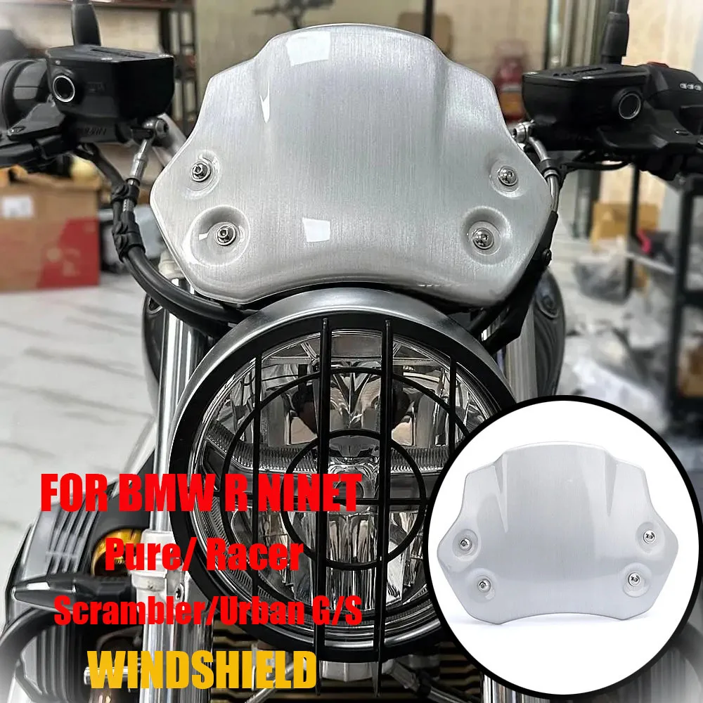 

Motorcycle Windshield For BMW R NINET NINET RNINE T 9 T Racer Pure Urban Scrambler 2014-2023 Aluminum Wind Deflector Windscreen