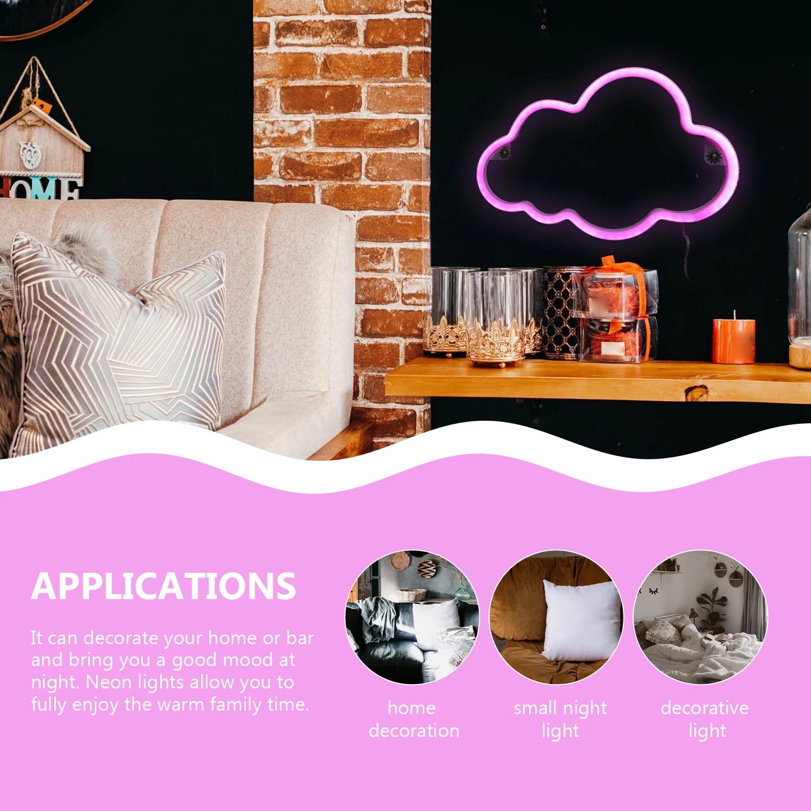

Neon Light Cloud Sign Design Lights Led Shape Decorative for Bedroom Pink Lamps