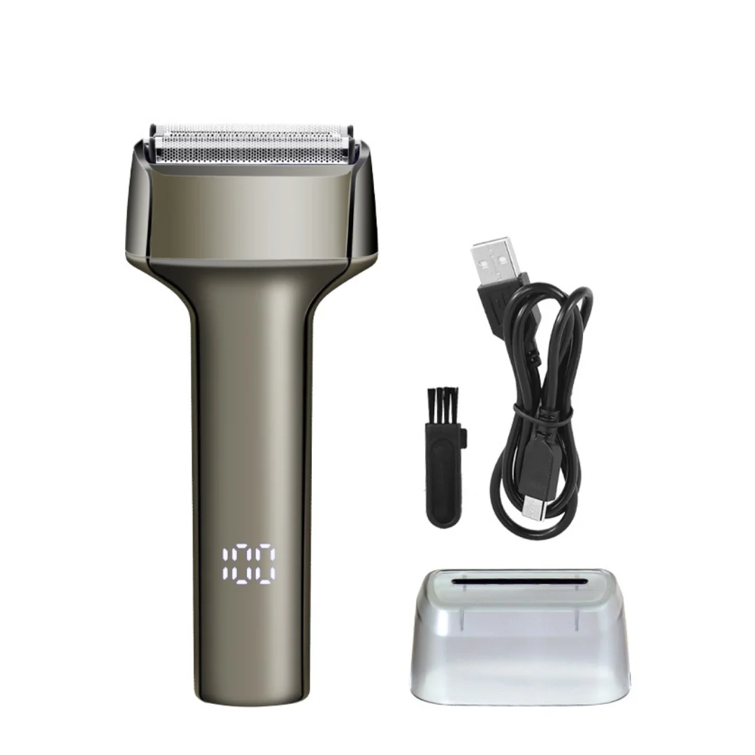 Three-blade Electric Shaver Full-body Water Washable USB-powered Reciprocating Shaver with LCD Display for Home Use