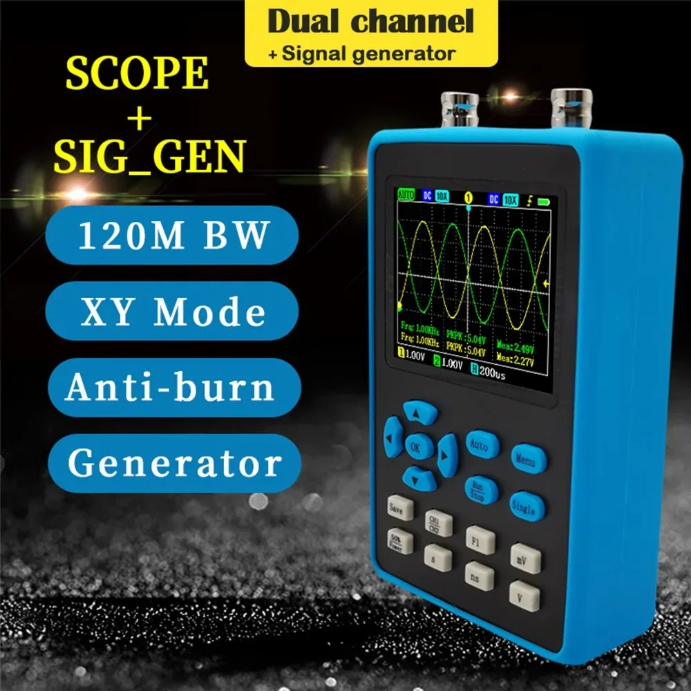 

DSO2512G 2.8-inch portable digital oscilloscope 120M bandwidth dual-channel oscilloscope signal generator FFT spectrum analysis