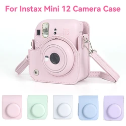 Funda de cuero PU para cámara Instax Mini 12, funda protectora suave, bolsa Trave para Fujifilm, bolsa para cámara con correa para el hombro