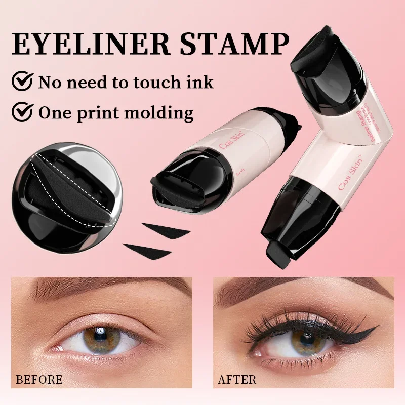 2 pz Rotante Eyeliner Timbro Penna di Un pezzo Pigro Impermeabile Eye Liner Timbro a prova di sbavature Cosmetici per il trucco ad asciugatura rapida