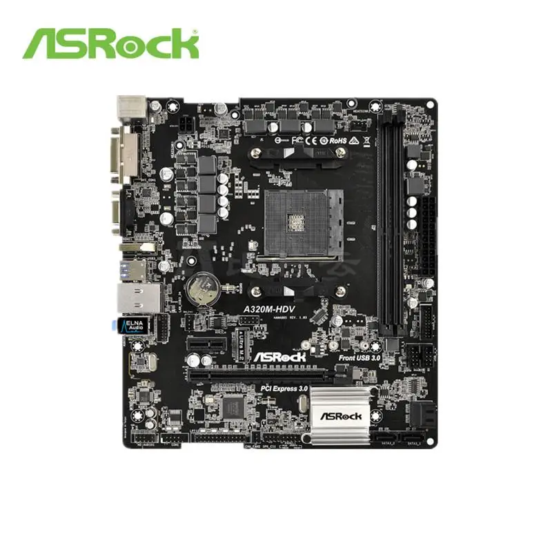 2025 ASROCK AMD A320 Chipset AM4 Interface A320M-HDV Desktop PC Motherboard Micro-ATX