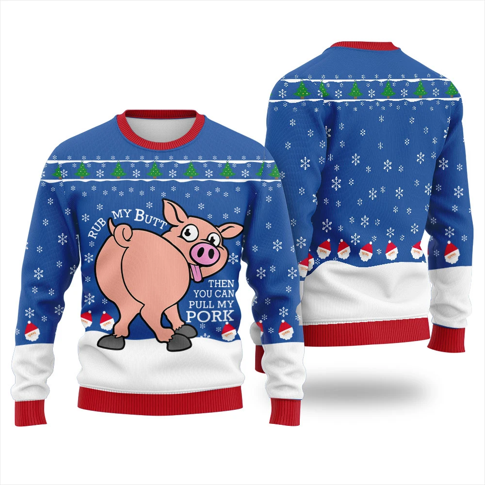 مضحك خنزير فرك بعقب ثم يمكنك سحب بلدي لحم الخنزير طباعة الشتاء عيد الميلاد القبيح هوديي المرأة بلوزة كاجوال Harajuku الشارع الشهير