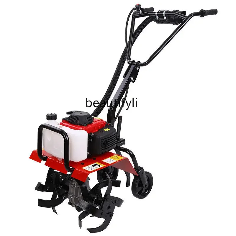 

ss newSmall Gas Tiller New Rotary Tiller Household Portable Rotary Tiller