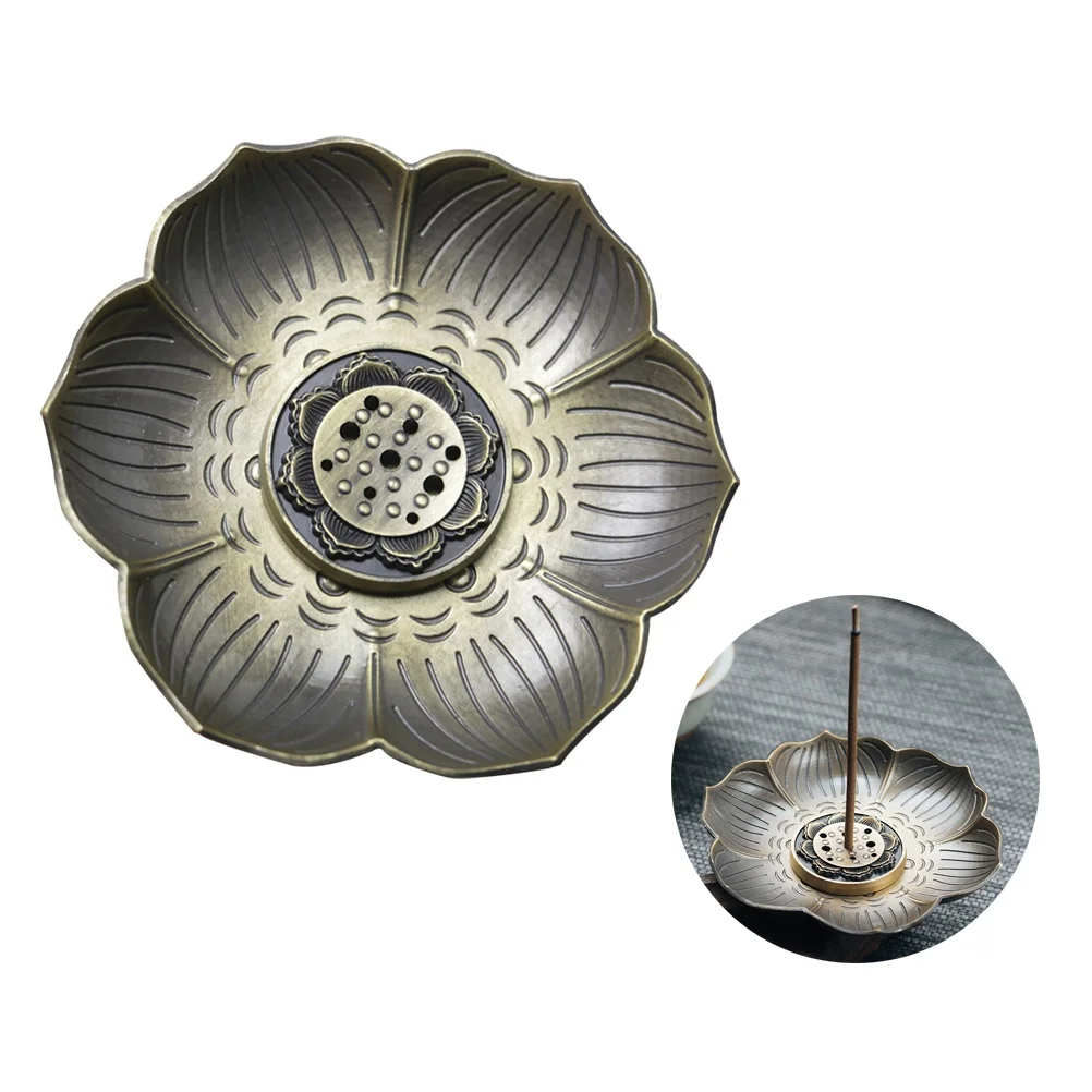 

Alloy Incense Burner Dish Creative Plum Blossom Incense Burner Stand Incense Stick Holder Portable Tray (Aeneous)