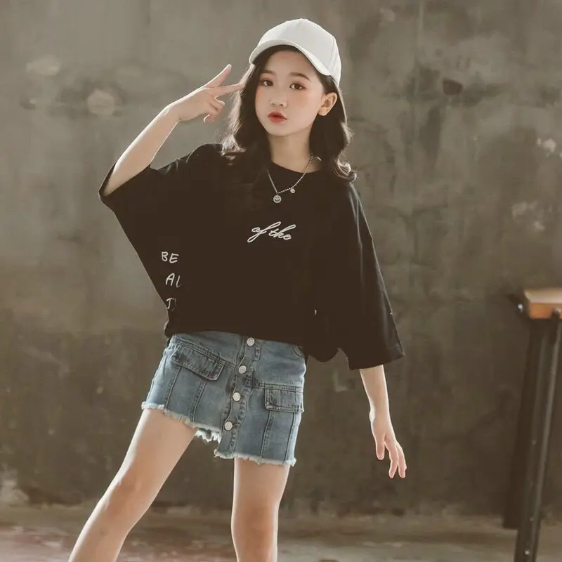 

2022 Casual Harajuku T-shirt Vrouwen Gedrukt Vrouwen T-shirt Grappige Korte Mouw O-hals Tops Mooie Meisjes Kleding 4-12Y