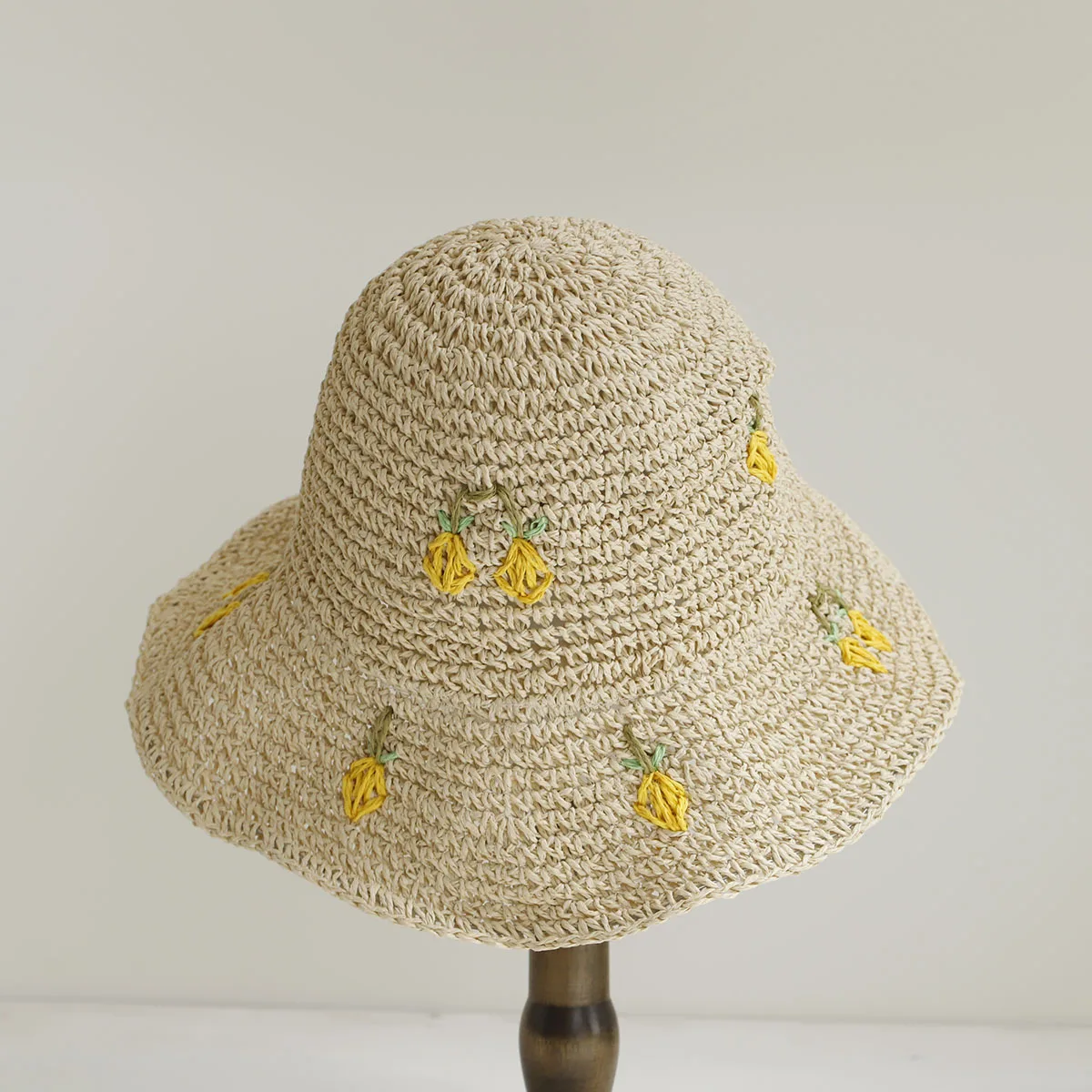 2026 Ausgehöhlte Damen-Strohhüte, Kirschhut, Bucket Hat, UV-Schutz, Sonnenblende, Strandhut, Damen-Sonnenhüte, Sommerhut