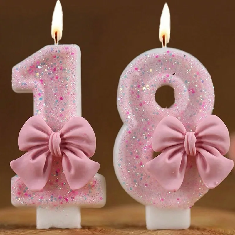 1pc Pink Butterfly Shaped Rhinestone 3D Number 0-9 Birthday Anniversary Milestone Event Party Cake Candle Birthday Decoration