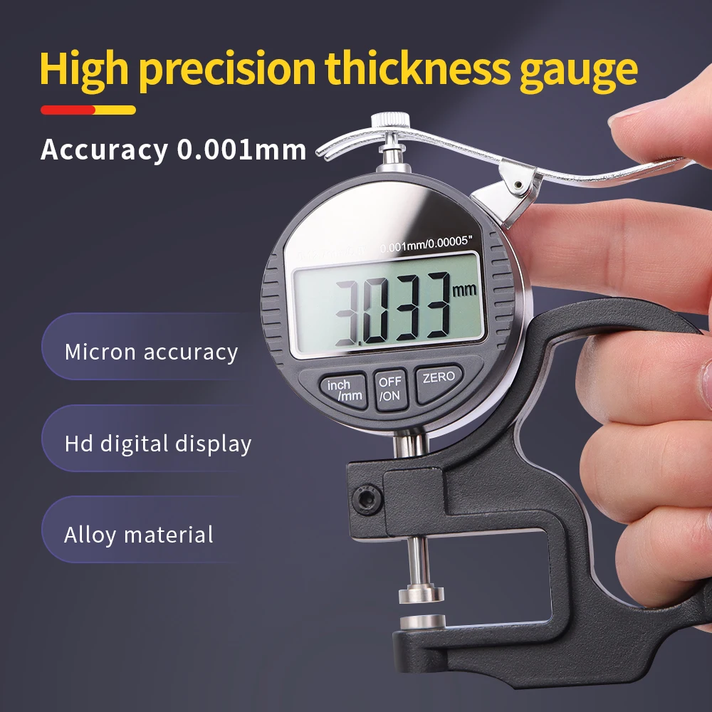 Electronic Thickness Gauge 12.7mm 0.01/0.001mm Digital Caliper Precise Micrometer Thickness Meter High Precision Measuring Tool