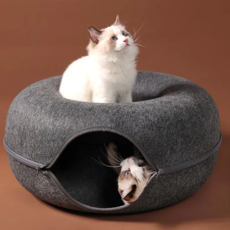 Donut Cat Bed Pet Cat Tunnel Interactive Game Toy Cat Bed Dual-use Indoor Toy Kitten Sports Equipment Cat Training Toy Cat House