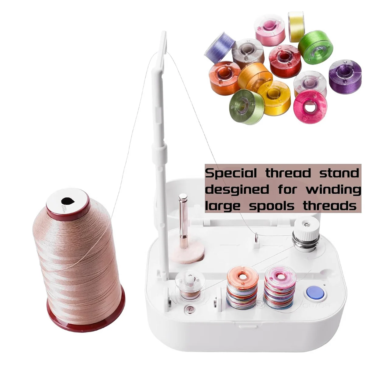 Automatic Bobbin Winder with Auto Stopper, Large Spool Thread Holder for Sewing Machine Thread Winding Use