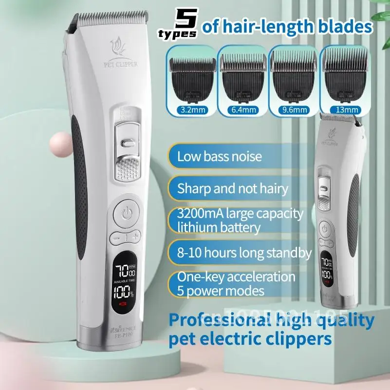 Fenice Electrical Pet Clipper Machine Dog Hair Clippers Grooming Pets Rechargeable Cordless Trimmer Set Shaver Haircut Animals