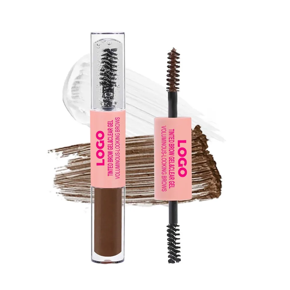 Gel à sourcils transparent 2 en 1, marque privée, teinte imperméable longue durée, crème pour sourcils, maquillage végétalien, Logo personnalisé, vente en gros