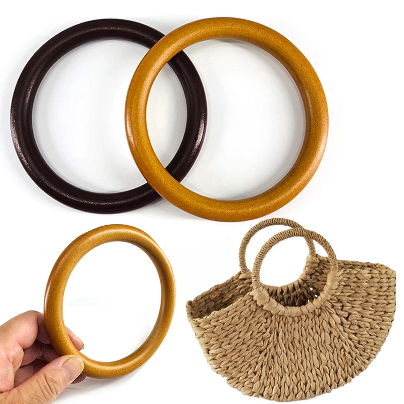 1Piece Round Shape Wooden Handle For Handmade Bag Vintage Brown Tote Bag Handle Bag Replacement  Accessories Handcraft DIY