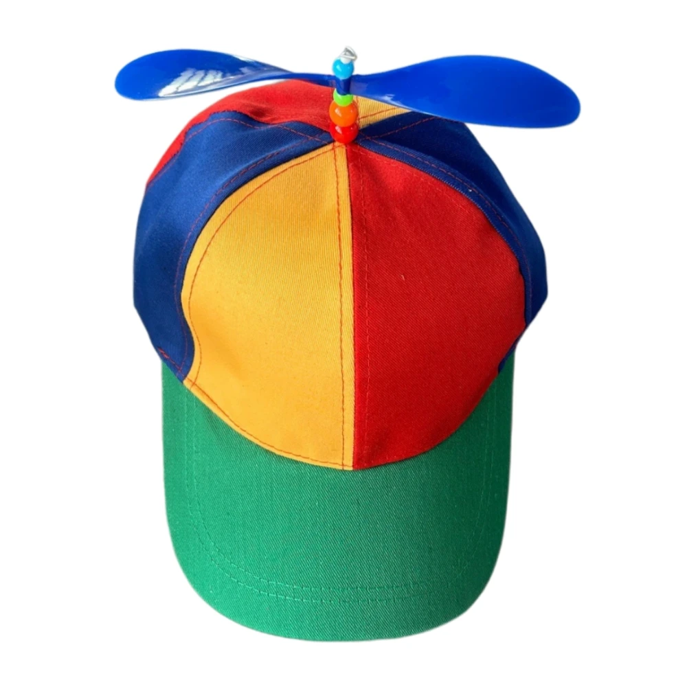 1 Stück Lustige Snapback-Mütze mit Hubschrauber-Propeller, Abenteuer-Vatermütze, Regenbogen-Bambus-Libellen-Baseballkappe für Erwachsene, Kinder, Jungen und Mädchen – Detail 5