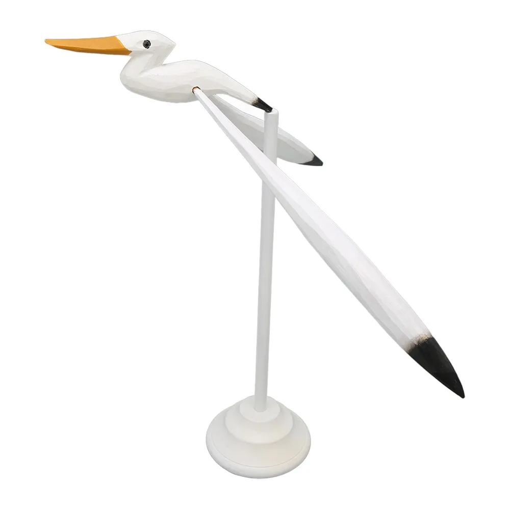 5pcs White Seagull Statue Wood Stable Base Balancing Seabird Figurine Decorative Desktop Ornament Nautical Sculpture For Patio