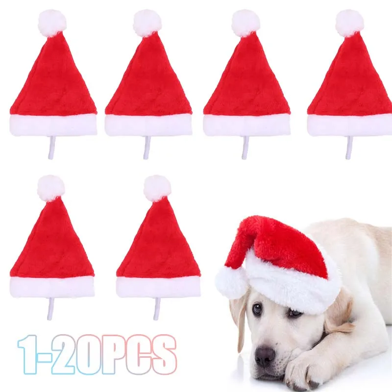 1–20 Stück Haustier-Weihnachtsmütze, Plüsch, weich, gemütlich, Hund, kleiner Hut, Haustier, Urlaub, Kostümzubehör, Geschenk, Weihnachtsdekoration, Zubehör