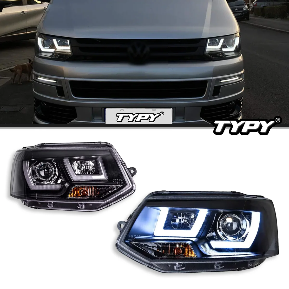 

Автомобильные фары для VW Multivan T5 2012-2016, обновленная фара, модифицированная для нового DRL, динамический указатель поворота, светодиодная фара, автоаксессуары