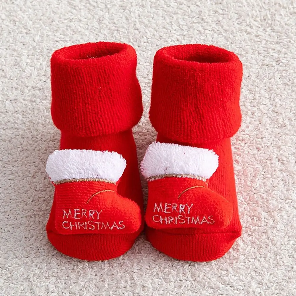 For Kids For Toddler Bell Tree Deer Gloves Thicken Floor Socks Baby Christmas Socks Infant Short Socks Kids Cotton Socks