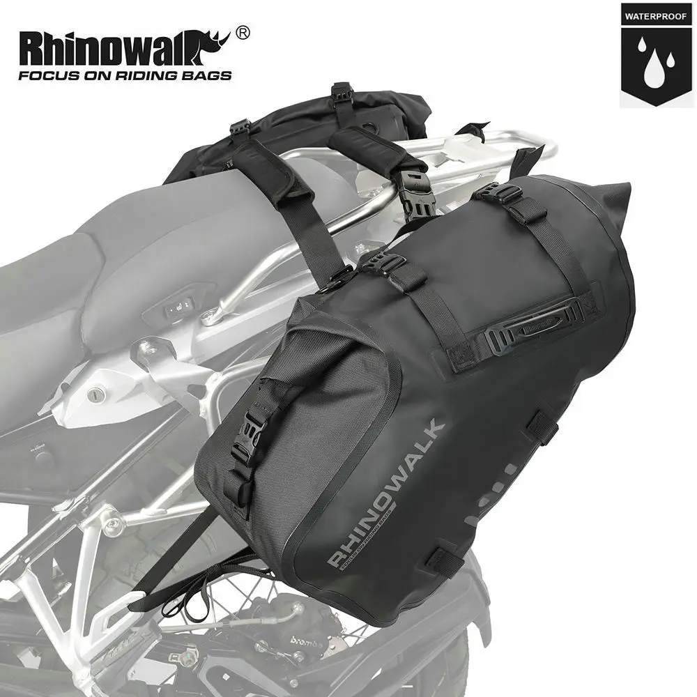 Rhinowalk 2 Pieces/Set Motorcycle Saddle Bag Rack-less Waterproof Bag Side Pannier Motorcycle Bike Outdoor Tail Seat Bag Luggage