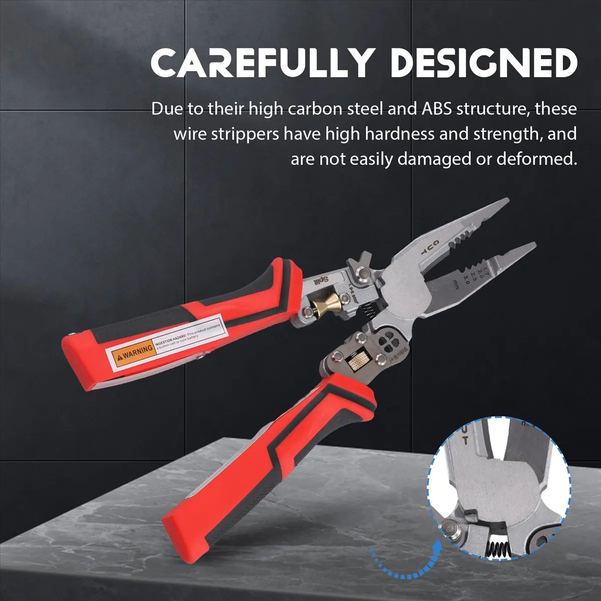 HGHO 8-in-1Stripping Pliers with Voltage Tester Versatile Wire Stripping Pliers with Electricity Measurement Crimping Pliers